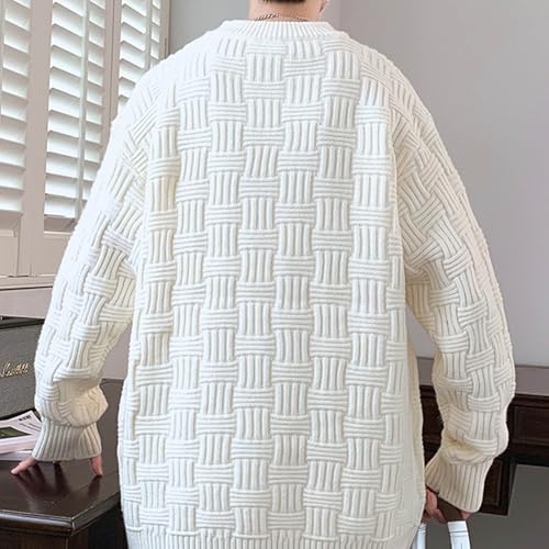 Mens Cable Knit Sweater with Bear Toy Crew Neck Long Sleeve Pullover Sweater Fall Casual Sweaters 20253