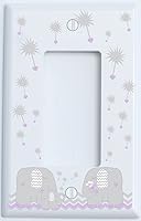 Vista 10 de Cubiertas de interruptor de luz de elefante de diente de león azul y gris de palanca individual/decoración de guardería