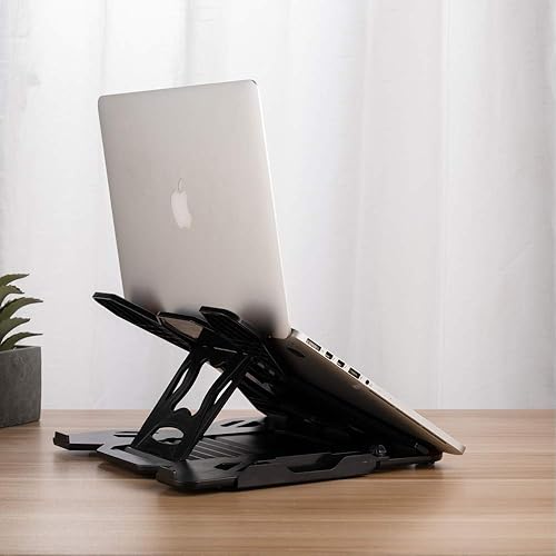 Miniatura 7 de Soporte ergonómico ajustable para laptop para escritorio con soporte para teléfono y rotación de 360°, soporte portátil plegable para portátiles de