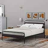 Leiser und stabiler Bettrahmen mit Kopfteil und Trittbrett aus Holz, Einzelbettrahmen aus Metall mit großem Stauraum für Erwachsene, Kinder und Jugendliche, einfache Montage (Schwarz, 140 x 200 cm)
