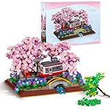 Wise Block Cherry Blossom Bonsai Tree Building Toy Set for Adults - 3150 Pcs 2-in-1 Japanese Artificial Bonsai Tree Building Blocks, Botanical Collection DIY Display for Home Office Decor