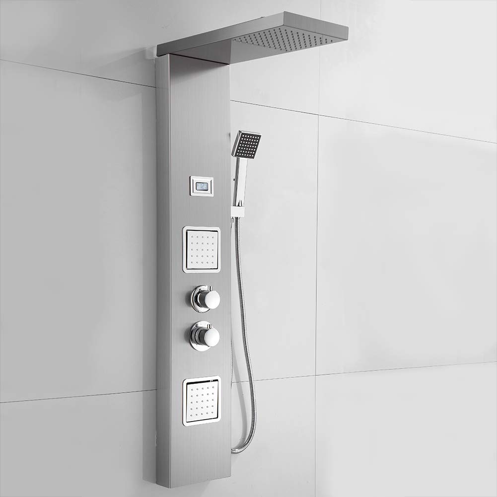 Panneau de douche hydrothérapie avec jets massants pour créer un espace spa chez soi