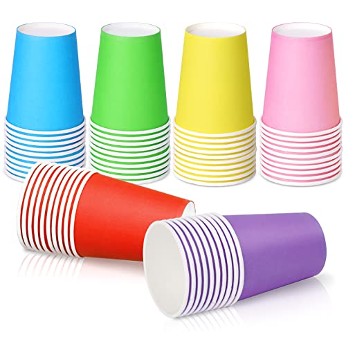 NUZEKY 60 Stück Einweg Partybecher - 250ML Bunte Pappbecher Einwegbecher - Mehrfarbig Papierbecher für Heißgetränke Kaltgetränke Kaffee Hochzeit Geburtstag Kinderparty Partybedarf Cover