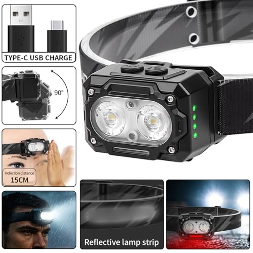 Linterna frontal LED con sensor de proximidad e impermeabilidad IPX4 4
