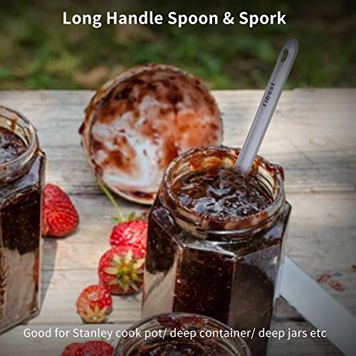 Image of Titanium Spork, 8.7 inch Long Handle, Backpacking Spork and Spoon, Ultra Lightweight Camping Utensil for Hiking, Travel