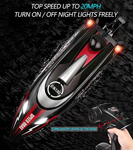 IOKUKI 2.4Ghz RC Boat- 20 mph High Speed Remote Control Boat for Kids & Adults for Lakes & Pools / 2 Rechargeable Batteries, Low Battery Alarm, Out of Range Prompt, Capsize Recovery (RED) - Thumbnail 6