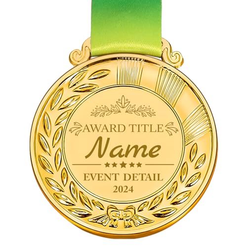 Personalized Medals for Awards, Custom Medal with Text Name for Kids Adults, 1st 2nd 3rd Award Medals with Neck Ribbon, Winner Medals Gold Silver Bronze Prizes for Sports, Competitions, Party