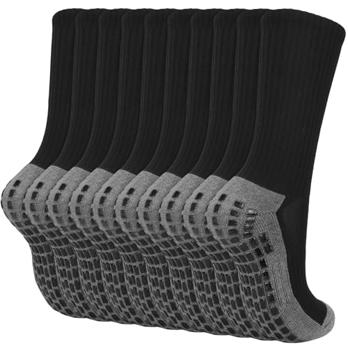 ouhos 5 paia di calzini da calcio da uomo 43-46 antiscivolo Grip (IT, Numero, 43, 46, Regular, Regular, Nero)