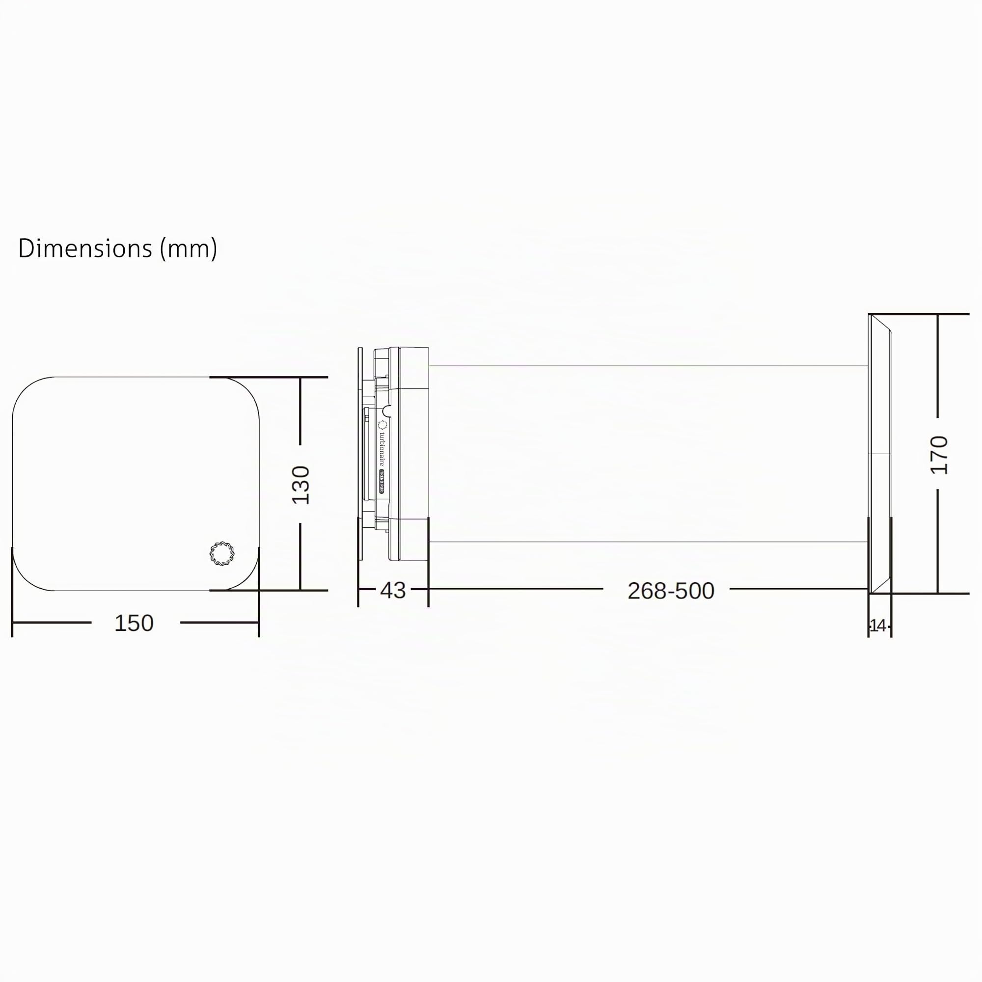 Turbionaire TREND PUR - Unité extérieure d’extraction et purification d’air, Filtres HEPA/carbone/poussière, télécommande, moteur DC brushless, 6 vitesses + boost, Ø100 mm, Garantie 3 ans.