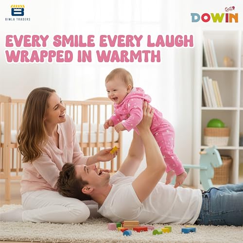 Image of Dowin Baby Boy's and Baby Girl's Front Open Thermal Polyfill Suit for Winters | Body Warmer for Baby | Full Sleeves Infant Woolen Set | Hoodie Clothing Set for New Born Baby | Lightweight (Pack of 1)