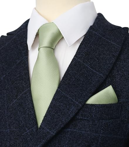 Image of Boy's Solid Tie with Pocket Square Set, Regular Necktie for Children and Kids, Self-Tied