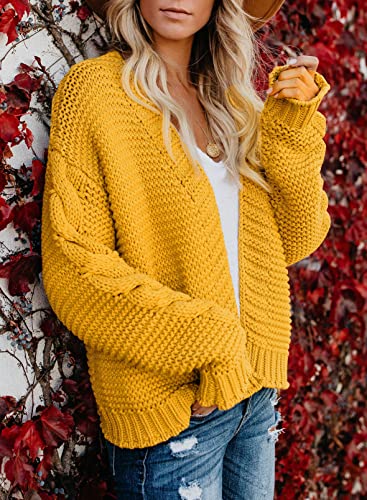 Image of Dokotoo Womens Open Front Long Sleeve Chunky Knit Cardigan Sweaters Loose Outwear Coat