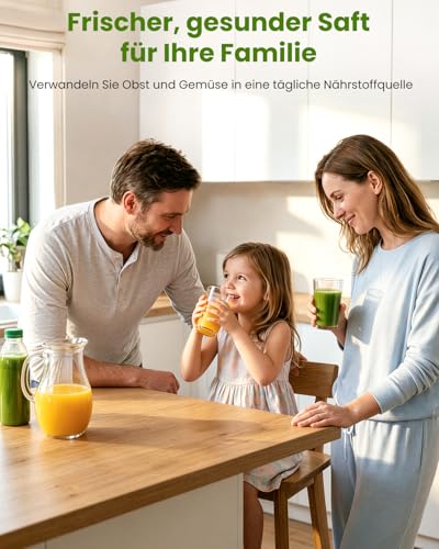 LINKChef Entsafter Slow Juicer, Entsafter Gemüse und Obst Testsieger, 130MM Öffnung und 1,8L Juicer Machine mit Umkehrfunktion, Einfache Installation, Leicht zu Reinigen, 100% BPA Frei, 250W