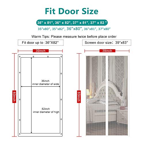 Magnetic Insulated Door Fit Doors Up to 36"x82", IKSTAR EVA Thermal Door Cover for Kitchen, Bedroom, Exterior/Interior/Doors with Draft Stopper, Kids/Pets Walk Through Free and Hands Free Closure - Thumbnail 7