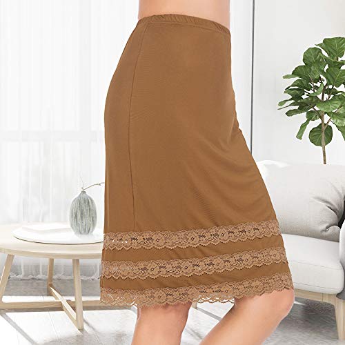 Image of MANCYFIT Half Slips for Women Underskirt Dress Extender Lace Trim Knee Length Midi Skirt 19-26 inch Length