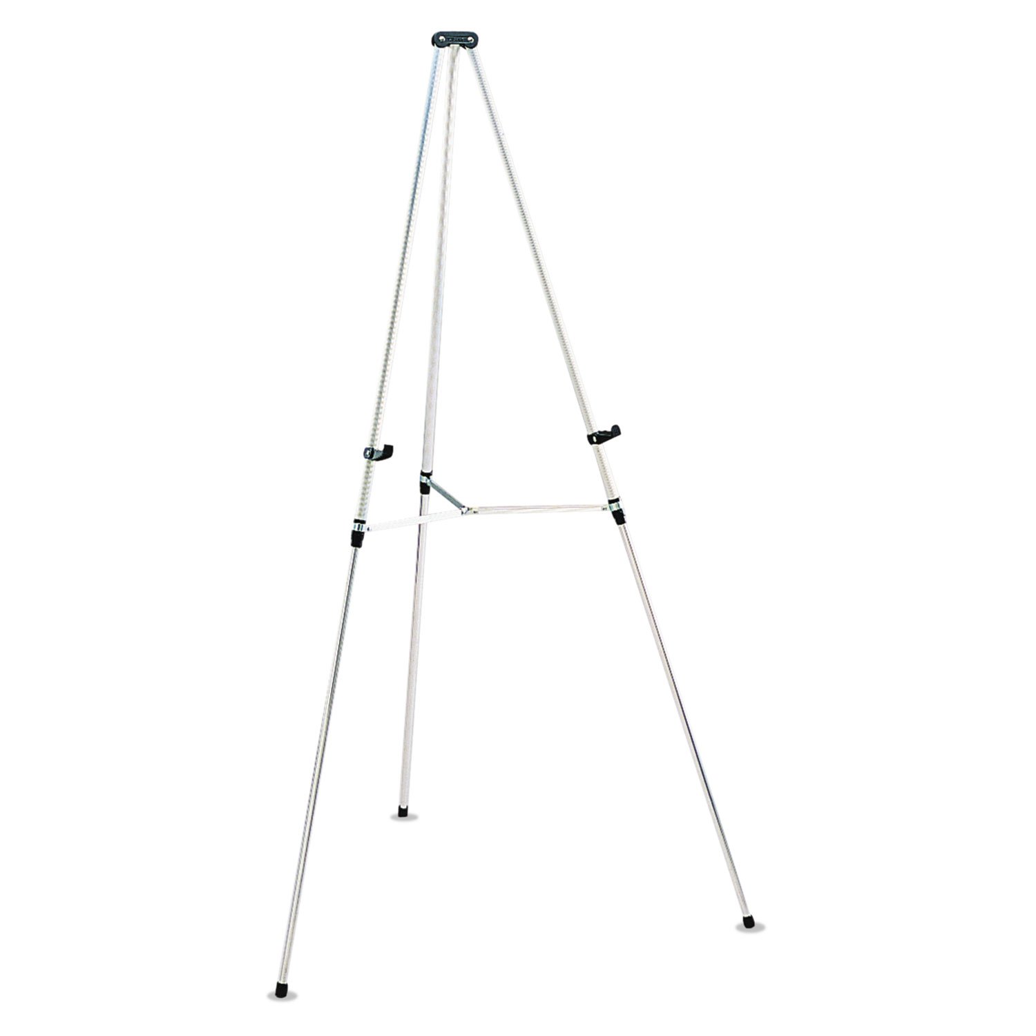 Quartet Easel, Aluminum, Lightweight, Telescoping, 66" Max. Height, Supports 25 lbs, Silver Finish (50E)