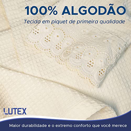 Roupão Piquet Buettner Renascença Renda Cristal Bordada - 100% Algodão - Laise Unissex Feminino Masc