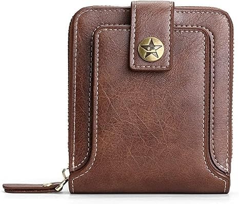 Men's Tree Pattern Zipper Buckle PU Credit Card Holder Small Coin Wallet-image-8