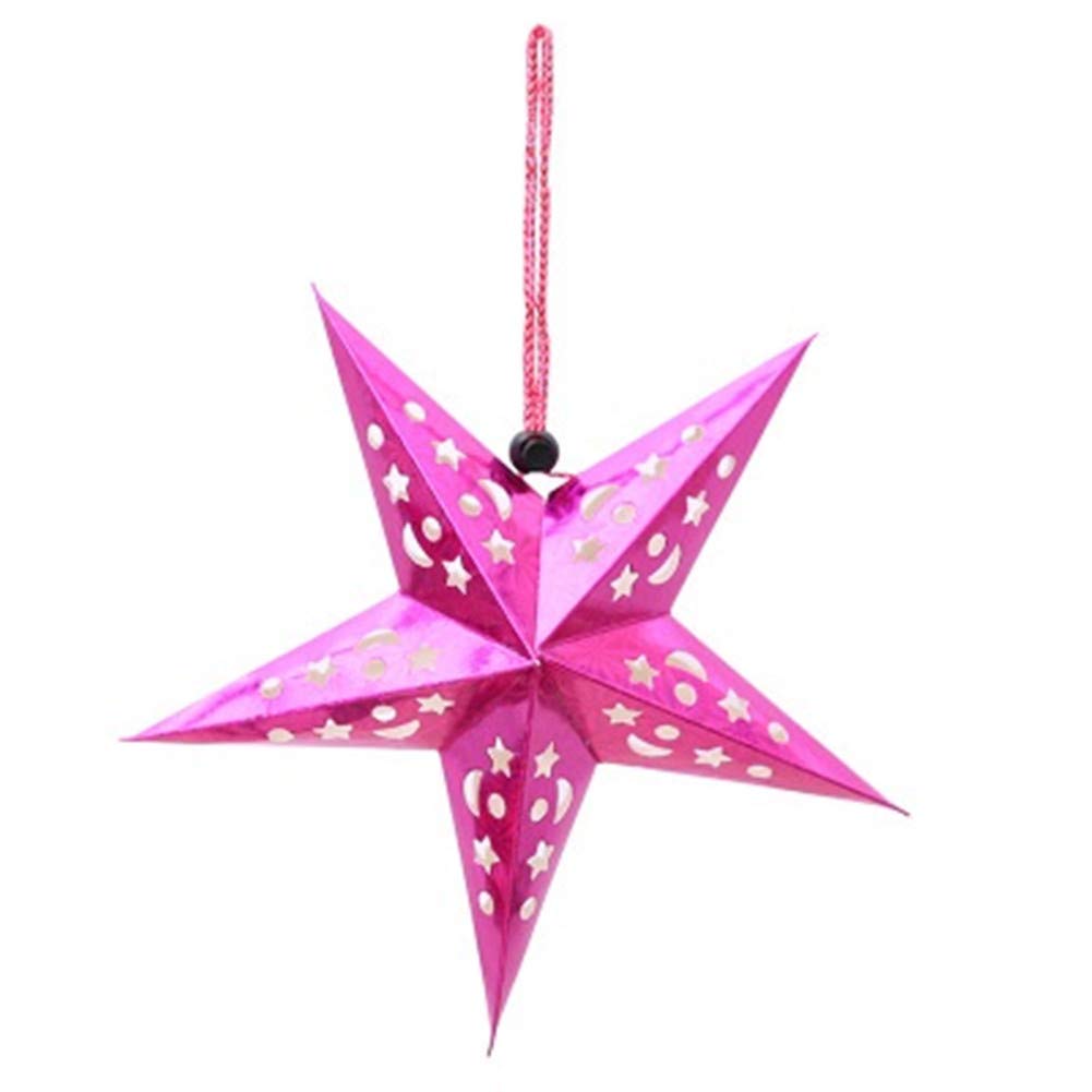 UUOUU Paper Star Lanterns 23.6 Inch 3D Hollow Pentagram Lantern Lampshade Ceiling Hanging Decorations for Christmas Birthday Party Pack of 2