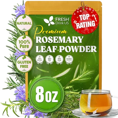 Image of FreshDrinkUS, Premium 8oz Rosemary Leaves Powder, 100% Natural & Pure, Herbal Tea, No Sugar, No Caffeine, No Gluten, Vegan.