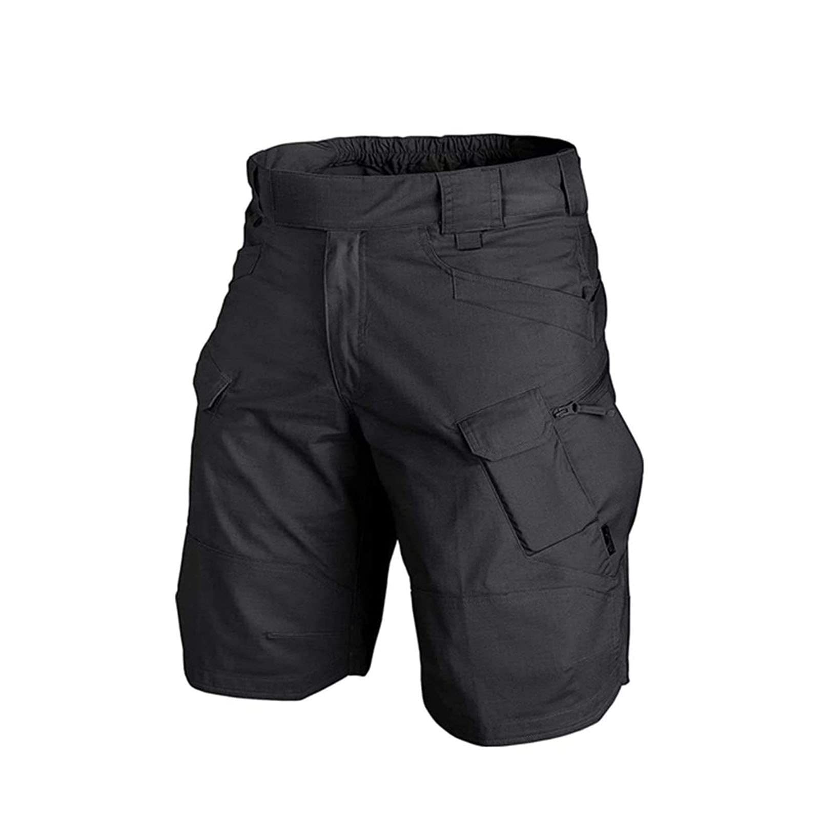 Yutawh2021 Upgraded Men Waterproof Tactical Shorts with Elastic Waist, Big Size Men Urban/Outdoor Tactical Shorts, Waterproof Cargo Shorts, Ripstop Shorts for Outdoor Casual Hiking Travel (Black,2XL)