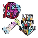 3Pcs Motivation Patches, Sunny Live Laugh Love Iron On Patches, DIY Embroidery Positive Affirmation Patch for Clothes Jacket Jeans Backpacks