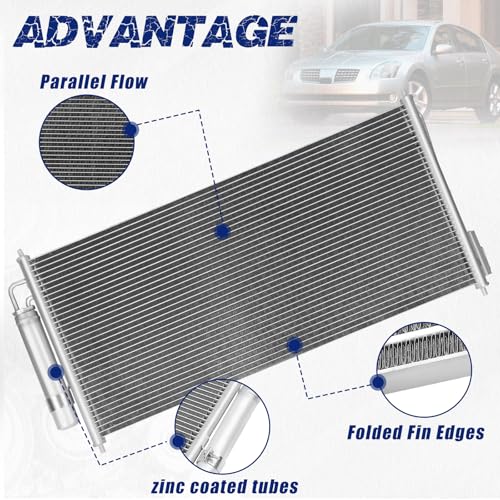 Image of Air Conditioning A /C Condenser Compatible with Nissan Altima Maxima # 3057, CN3057PFC, 921007Y000, 921008J000, 921008J050