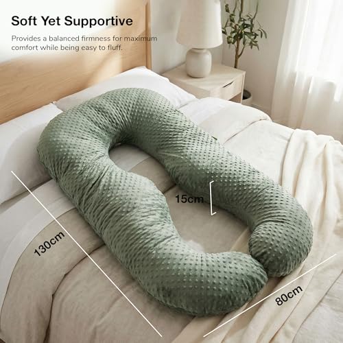 Image of BAYBEE Premium Pregnancy Pillow for Women | Maternity Pillows for Pregnancy Sleeping with 360 Full Body Support | Pregnancy Pillow with Removable Washable Cover & Zipper Closure for Easy Use (Green)