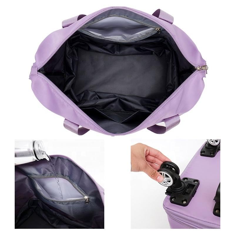 Image of Yatee Foldable Trolley Travel Bag with Wheels for Women & Men, Expandable Rolling Duffel Bag, Large Capacity Lightweight Luggage, Waterproof Carry Tote with Detachable Wheels for Travel