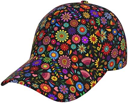 Mexican Floral Baseball Caps Unisex Women Men Adjustable Lightweight Breathable Golf Dad Hat for Outdoor Activities