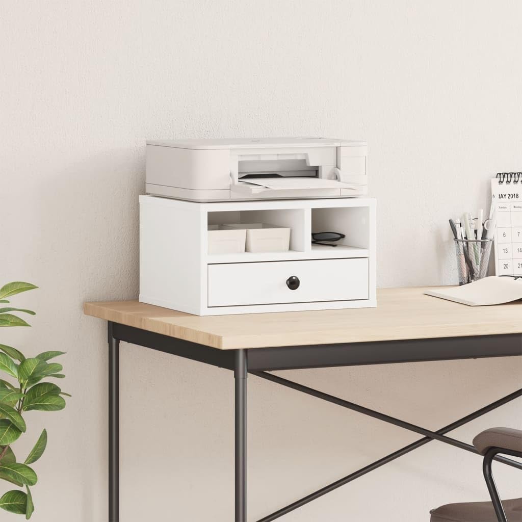 Druckerständer Weiß 40x32x22,5 cm Holzwerkstoff Beistelltisch für Büro Wohnzimmer Schlafzimmer