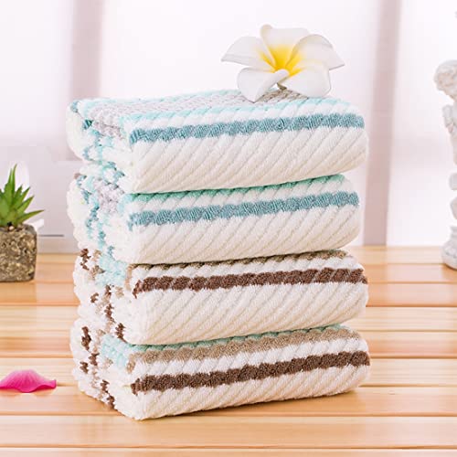 Pidada Hand Towels Set Of 2 Striped Pattern 100% Cotton Soft Absorbent Decorative Towel For Bathroom 13.4 X 29.5 Inch (Green) #TOP3