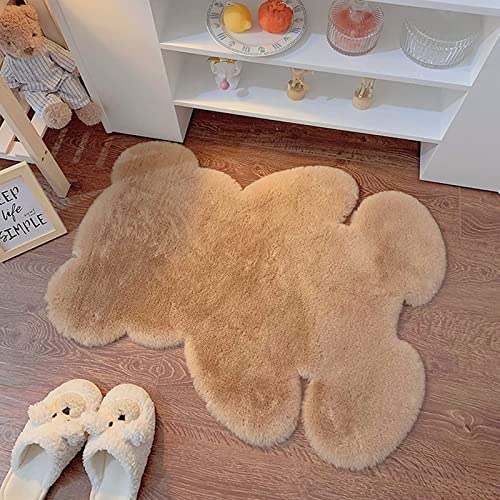 Tennola 3X3.9Ft Small Bear Shaggy Rug,Soft Fluffy Faux Sheepskin Fur Rug Fuzzy Shag Area Rug Cute Plush Carpet For Nursery Kids Girls Bedroom Room Aesthetic Living Room Floor Home Decor Khaki thumb #3