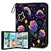 Kuquteed Cartoon Rose Trading Card Binder 4 Pocket 400 Cards Holder Collector Album with 50 Removable Sleeves Toys Gifts for Boys Girls Neon Stars Rainbow Sports Game Cards