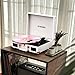 Vinyl Record Player with Built-in Speakers 3-Speed Vintage Record Player Bluetooth Portable Suitcase Turntable Belt-Driven LP Player Support RCA Output and Headphone Output (White Rose Gold)
