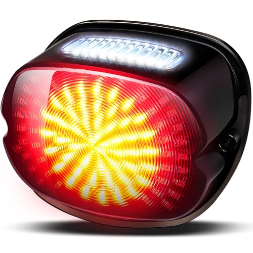 Benlari LED Tail Light, Brighter Brake Turn Signal, Waterproof Rear License Plate Light with Low Profile Smoked Cover Fit for Harley Touring Road King Glide Electra Heritage Dyna Sportster 883 1200