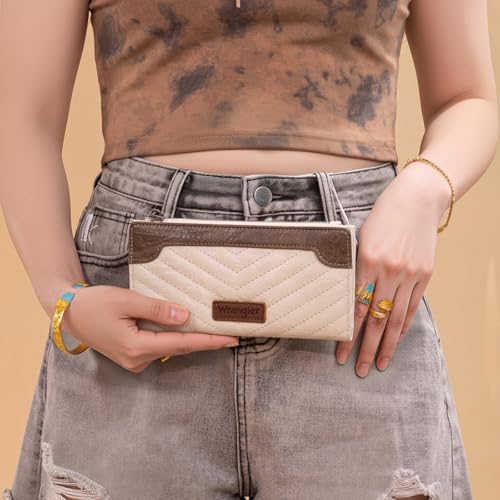 Image of Montana West Wrangler Women's Wallet Travel RFID Wallet Womens Slim Bifold Wallets, Card Cases & Money Organizers White Wallets for Women Ladies Female with Smooth Zippers