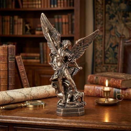 Estatua San Miguel Arcangel 8.5 pulgadas acabado bronce miniatura 5
