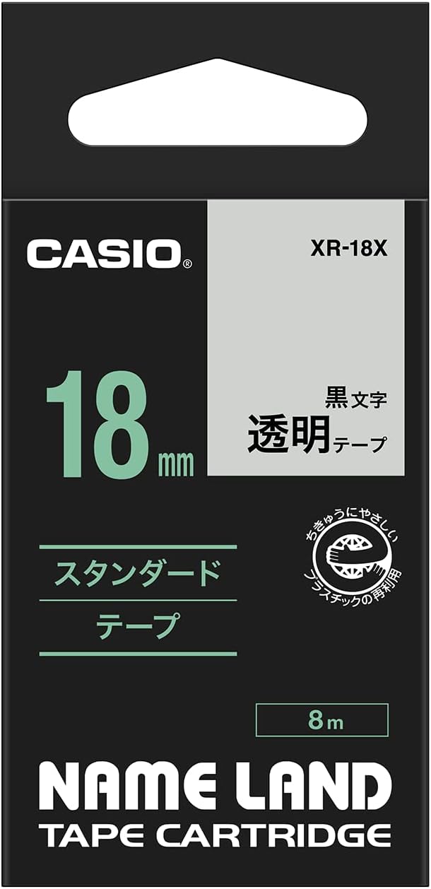 Casio Nemurando tape cartridge transparent tape transparent / black 12mm XR-12X