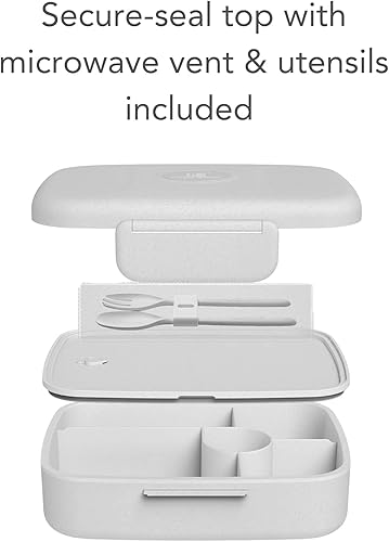 Miniatura 4 de Fenrici Lonchera Bento para niños y adolescentes, fabricada con pajita de trigo, 5 compartimentos a prueba de fugas, caja Bento sin BPA, apta para