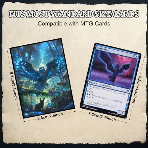 Image of Kabinka MTG Card Sleeves - 100 Standard Size Pack Clear Front & Matte Finish Back with Owl, Premium Sleeves for Magic The Gathering TCG