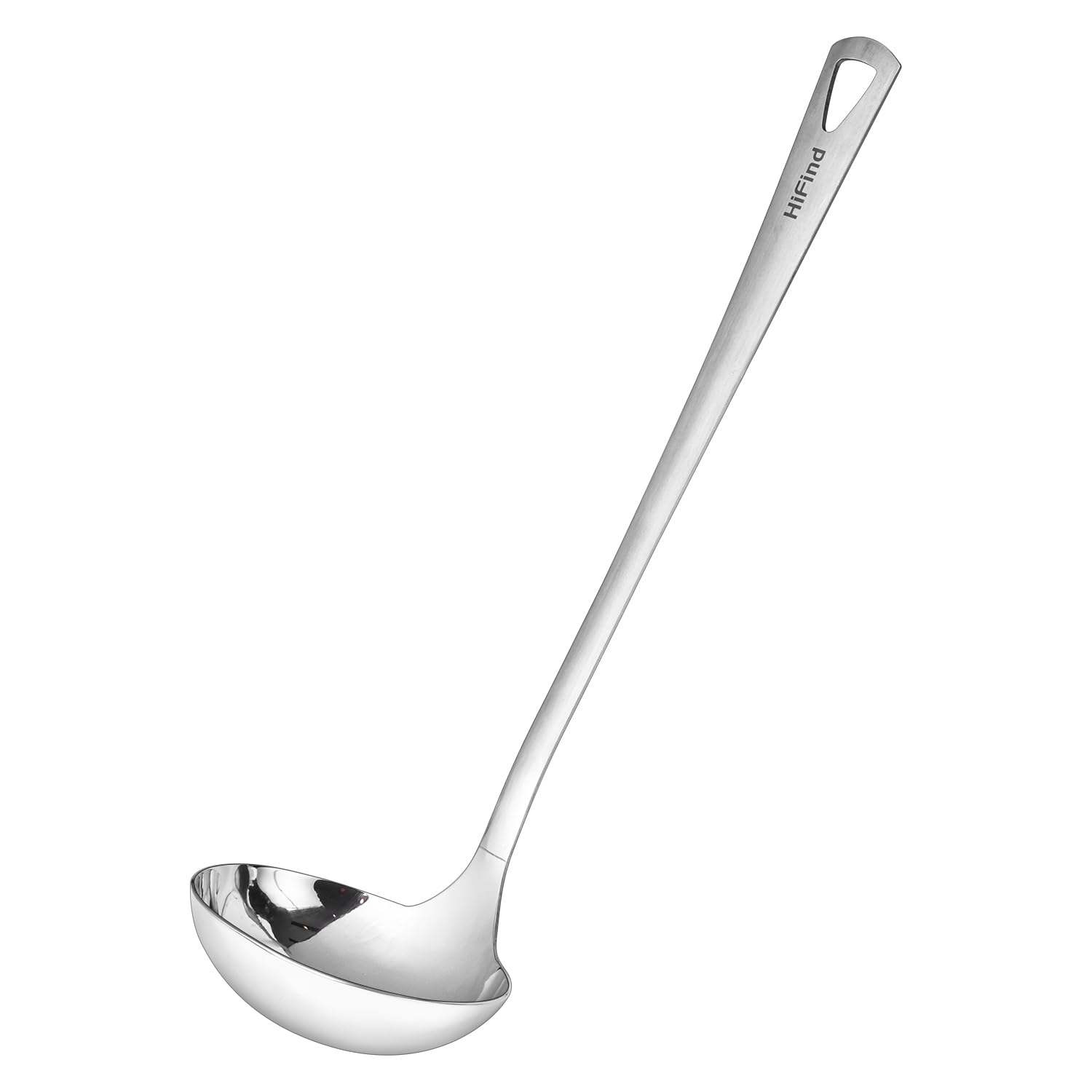 HIFIND Cooking Spoon 12.2 Inches Kitchen Stainless Steel Round Ladle, Heavy-Duty, Heat Resistance, Rust-Resistant Kitchen Ergonomic Handle for Chefs