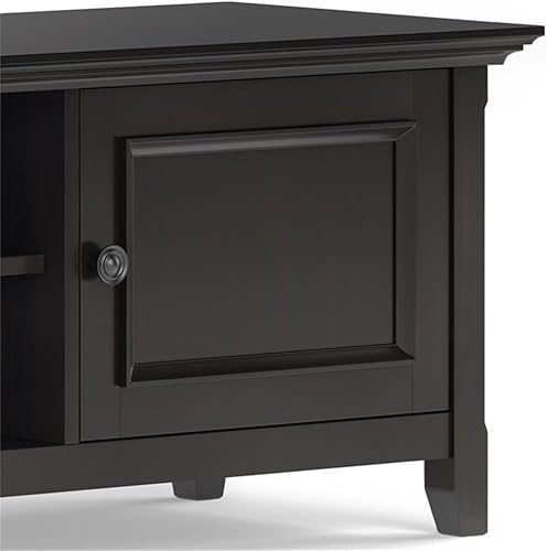 Miniatura 9 de SIMPLIHOME Amherst - Soporte bajo para TV de madera maciza de 72 pulgadas de ancho, color marrón nogal, consola multimedia estilo transición para