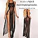 Najiny Sexy Kleid aus transparentem Netzstoff mit hoher Öffnung, langes Bikini Cover Up für Bikini, Netzoberteile, Strandbekleidung, Strandkleid für Damen, Schwarz , One size