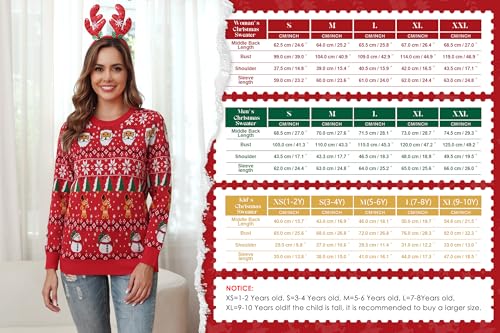 Image of Aiboria Matching Family Ugly Christmas Reindeer Snowflakes Sweater Pullover for Women /Men /Boys /Girls