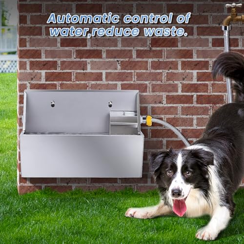Muduoban TOLVWT Automatic Water Dispenser For Dogs,2.1Gal Outdoor Dog Water Bowl With Float Valve,304 Stainless Steel Automatic Pet Waterer thumb #4