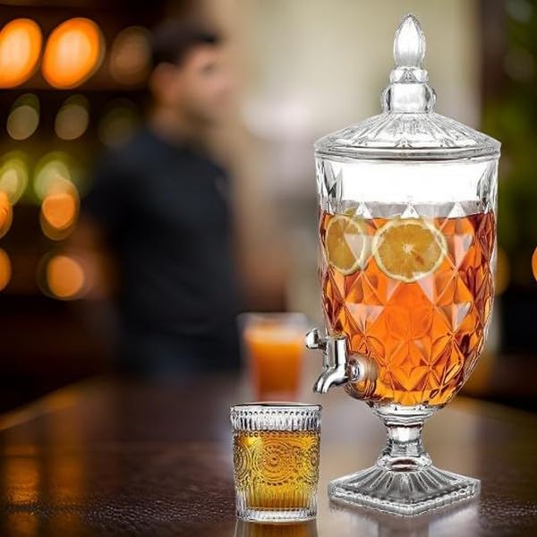 Getränkespender Glas mit Zapfhahn 5L Wasserspender Saftspender G28