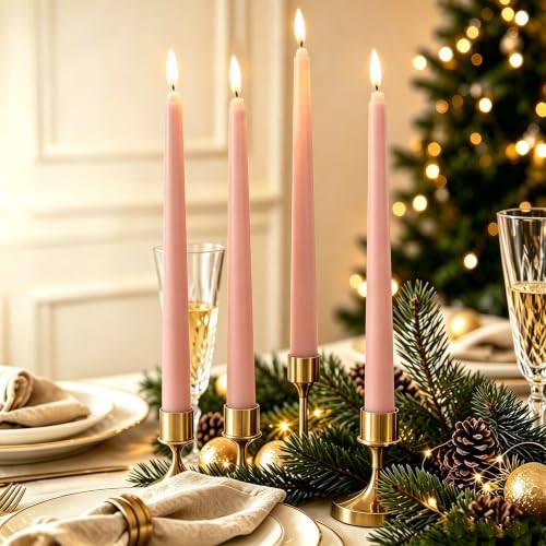 Image of Dusty Pink Flameless Taper Candles with Remote Set of 4