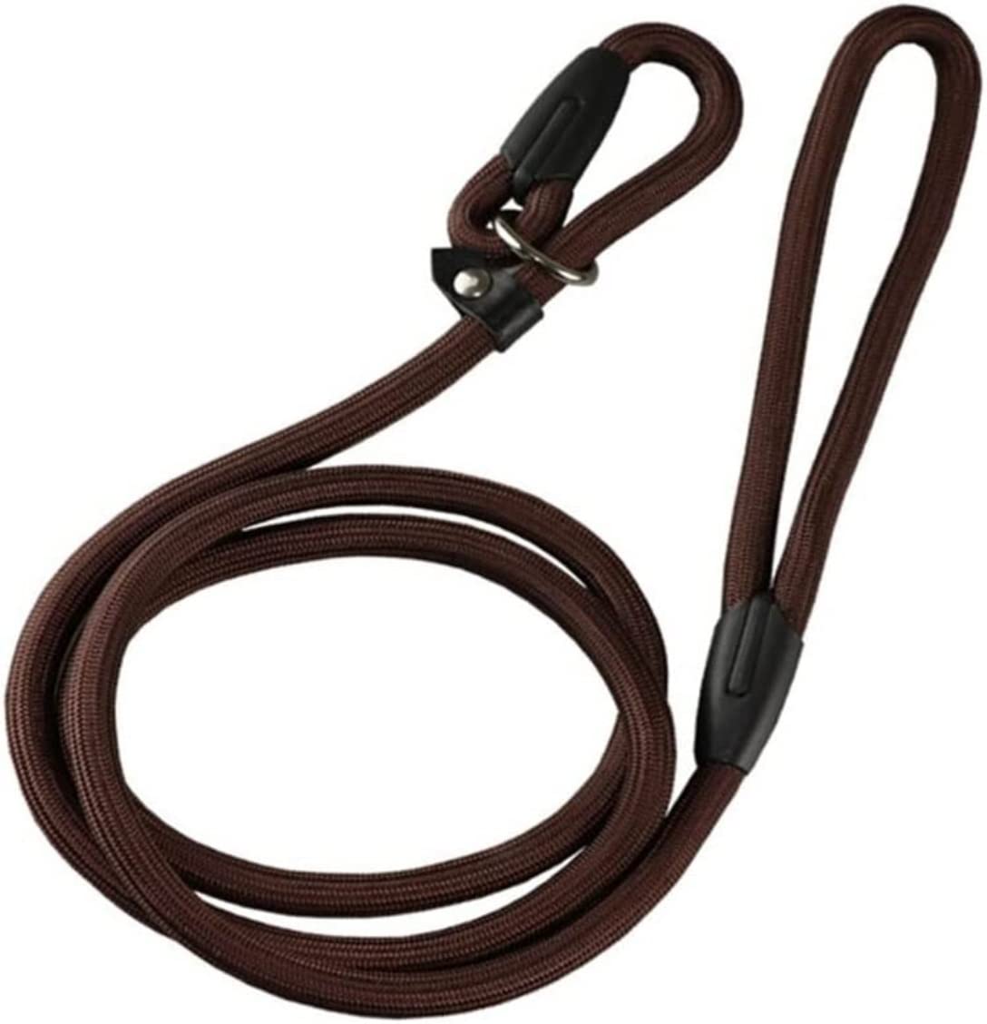 Correa Perro Correr Correa De Cuello Perro Ajustable Cuerda Redonda Nailon Resistente 130cm para Perros Pequeños Antideslizantes Reforzada(Bruin,1 * 130cm)