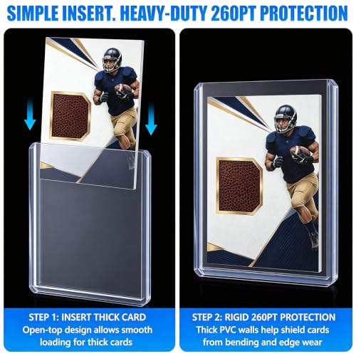 Image of DEDC 20 Top Loader Thick Card Load Holder Storage for Trading Cards Sports Sleeves Hard Plastic 260 Point Protective Toploaders 3 inchx4 inch Rigid Memorabilia Collectibles